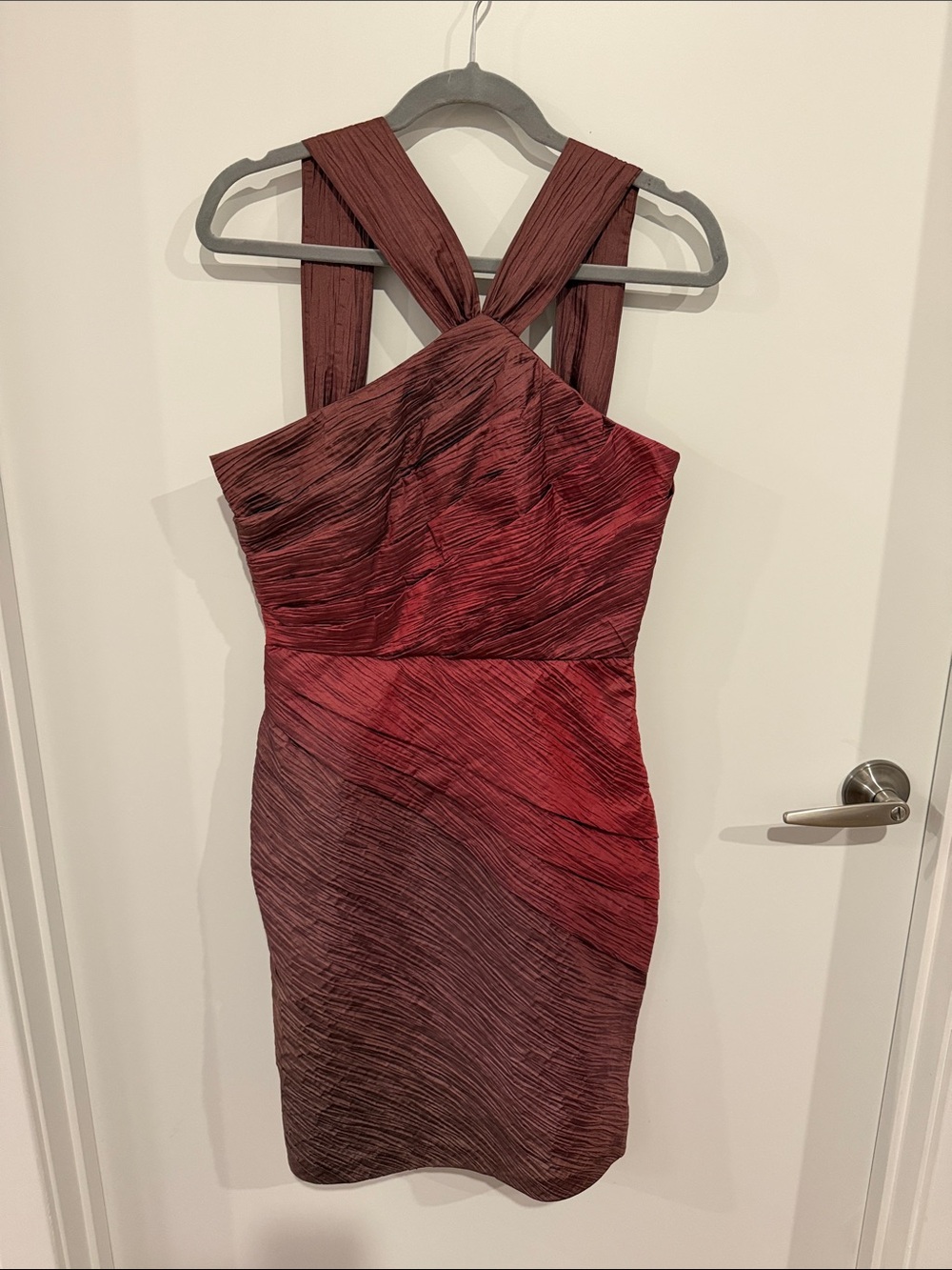 Max & Cleo Red One-Shoulder Textured Cocktail Dress
